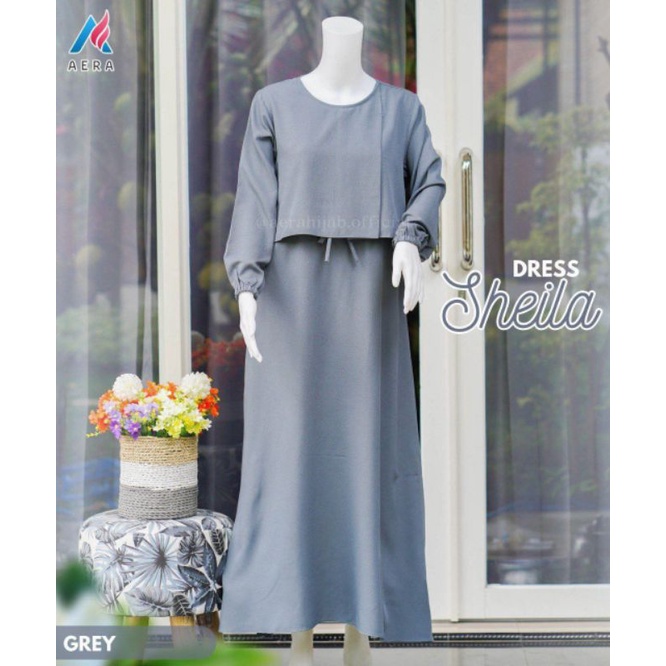 Gamis Polos Cantik Warna Grey XL by Aera Hijab "Sheila Dress"
