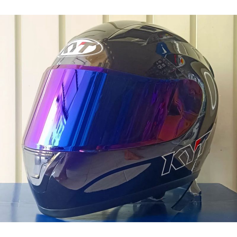 KYT R10 BLACK GLOSSY BLACK METALIC PAKET GANTENG