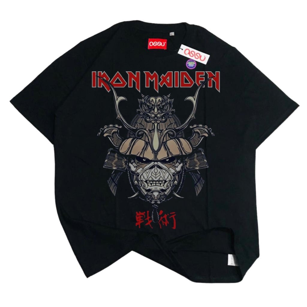 HAPI BASIC "IRON MAIDEN-SAMURAI" T-Shirt | Regular T-shirt | Stone Wash Washing Washed  | Kaos Band 