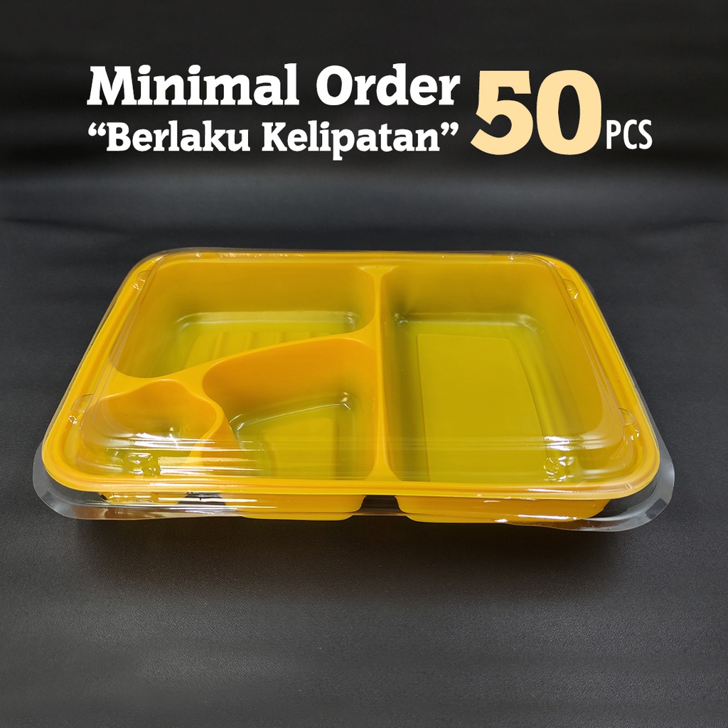 Mika Bento Bintang Kuning / Mika Bento 4 Sekat / Mika Plastik Bento / Kotak Makan Bento - PLG