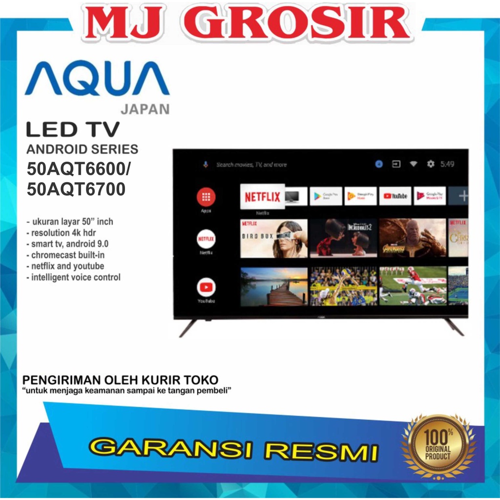 LED TV AQUA 50&quot; 50AQT6600 / 50AQT6700 50 INCH USB MOVIE HDMI UHD ANDROID 4K