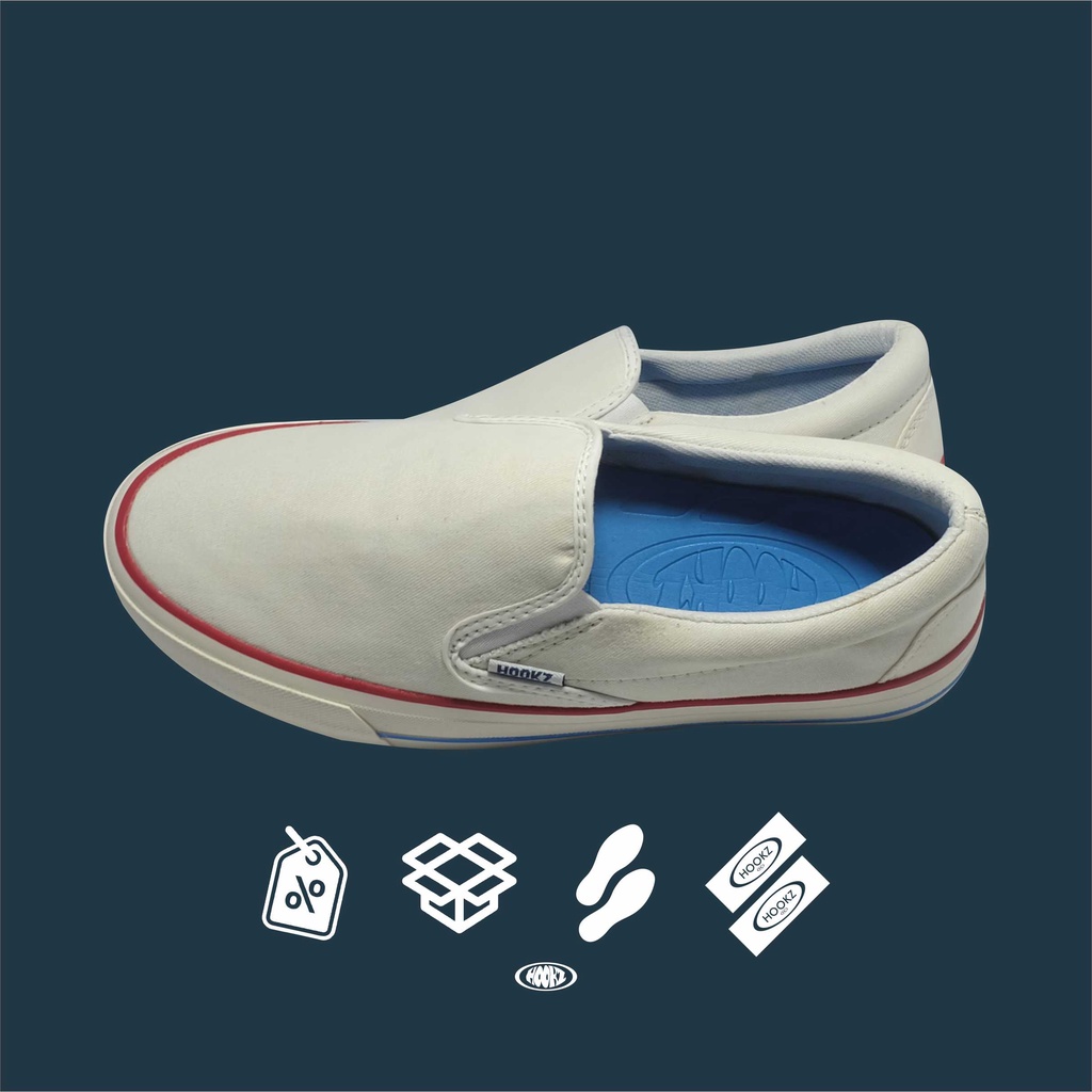 HOOKZ.INC -  SEPATU SLIP ON BROKEN WHITE| SOUTH BROKEN WHITE | ORIGINAL 100%