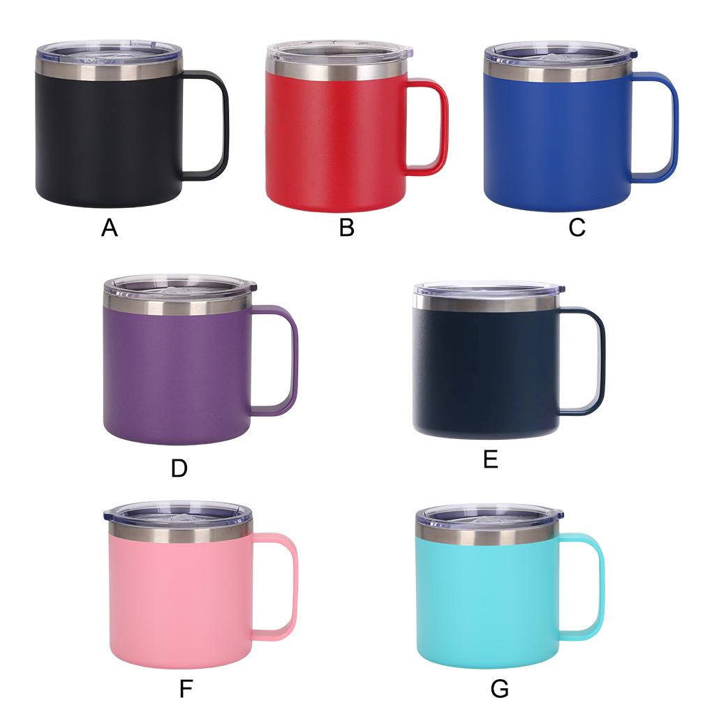 Mug Stainless Steel Dengan Tutup Pegangan 420ML Kemping Vacuum Insulated Cangkir Minum Genggam Aksesoris Botol Air Thermal