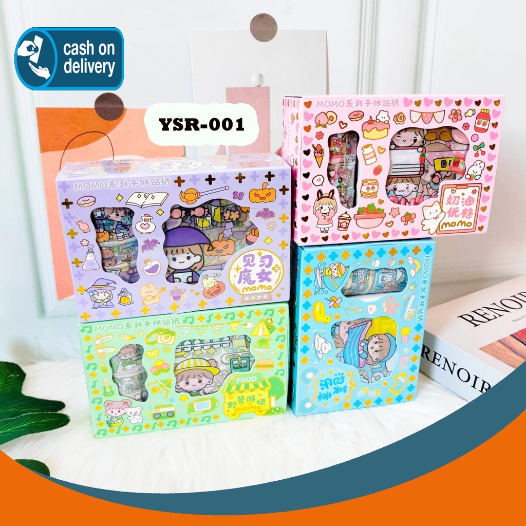 

Sticker BOX SENMU MASU MOMO 10 Lembar + 4 PCS Washi Tape YSR-001 Set Daily Manual Cute Pattern Decorative Tape Sticker Gift CRAFT