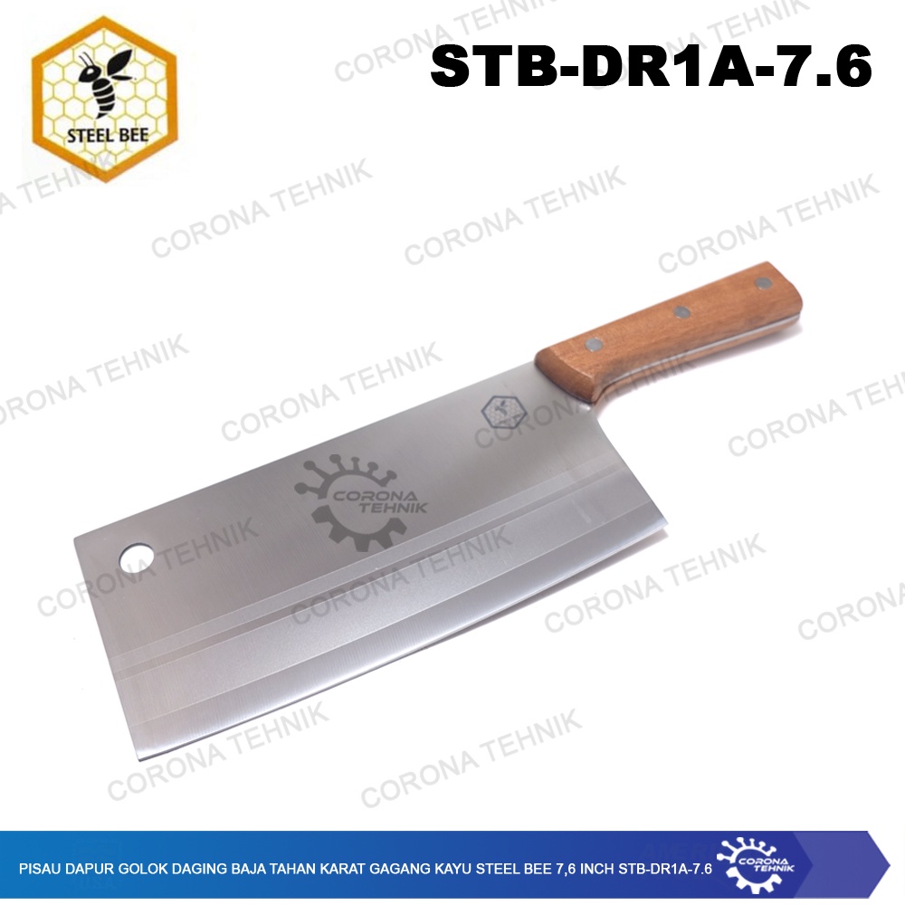 Steel Bee 7,6 InchPisau Dapur Golok Daging Baja Tahan Karat