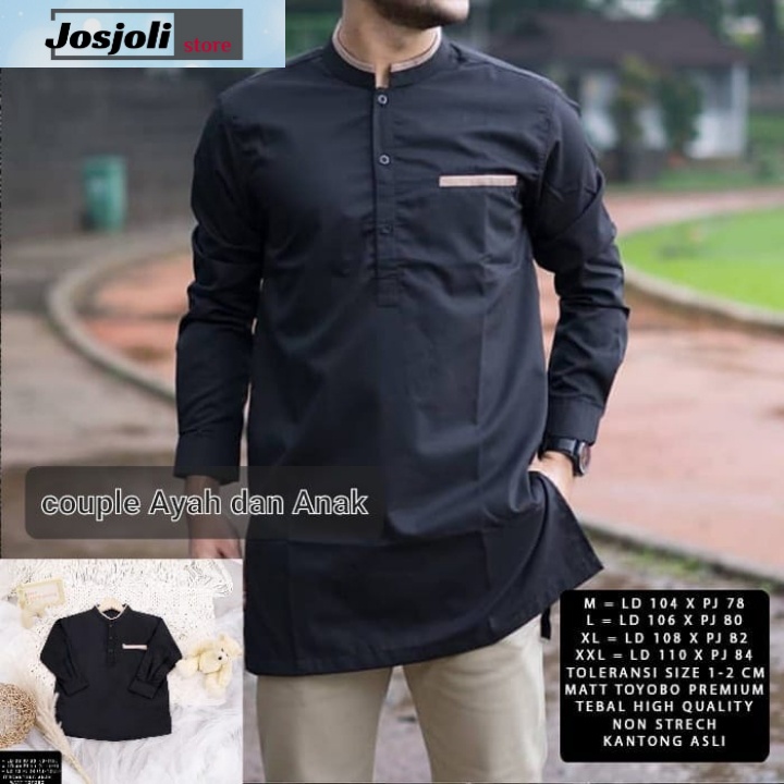 JOSJOLI_STORE/Baju Couple Koko Anwa/Koko Couple Ayah dan Anak Laki-Laki Lengan Panjang/S M L XL XXL