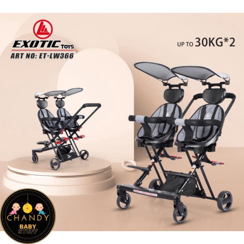 STROLLER BABY KEMBAR / TWIN EXOTIC LW 366 ( BISA HADAP DEPAN BELAKANG )