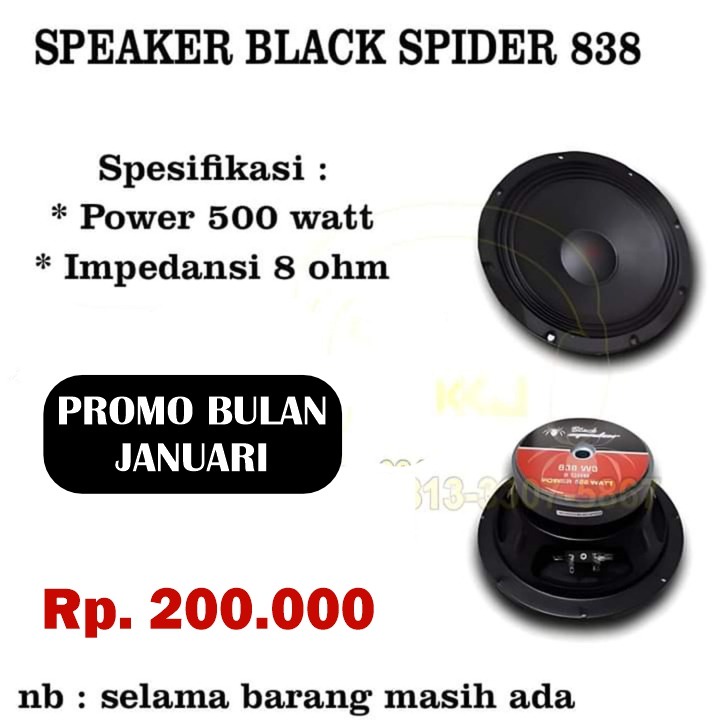 SPEAKER BLACK SPIDER 8INCH 838 SPIKER BLACK SPIDER 838  8"