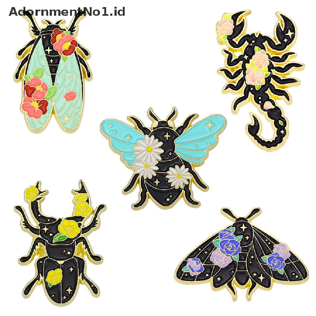 [AdornmentNo1] 1 Pcs Bunga Serangga Enamel Pin Nature Ngengat Cicada Scorpion Bros Kerah Ransel Lencana Lucu Perhiasan Hadiah Untuk Teman Anak [ID]