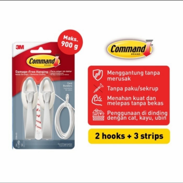 

Holder 3M Command Cord Bundlers Gantungan Penyangga Kabel Di Dinding 17304A