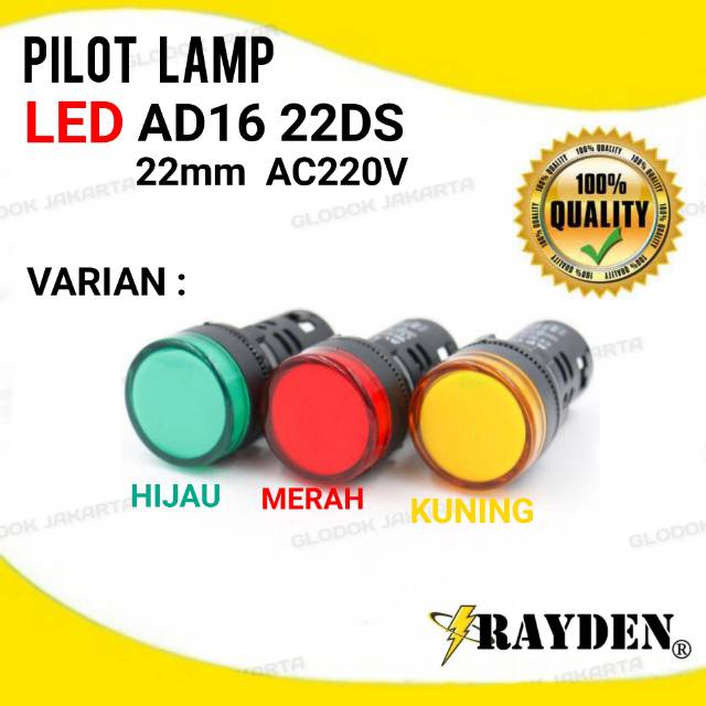 Pilot lamp LED AD16 22mm AC220V lampu indikator