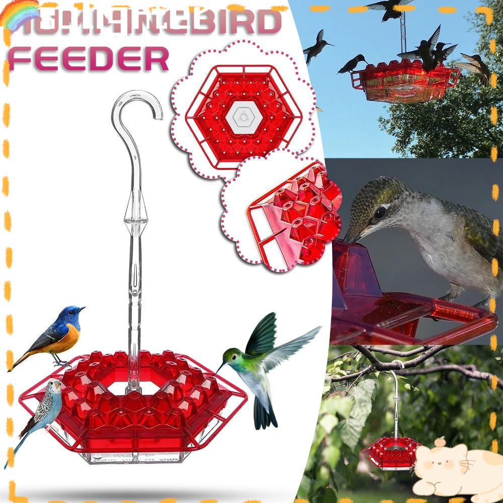 Solighter Hummingbird Feeder Outdoor Gantung Mudah Dibersihkan Bentuk Hexagon Diamond Shape