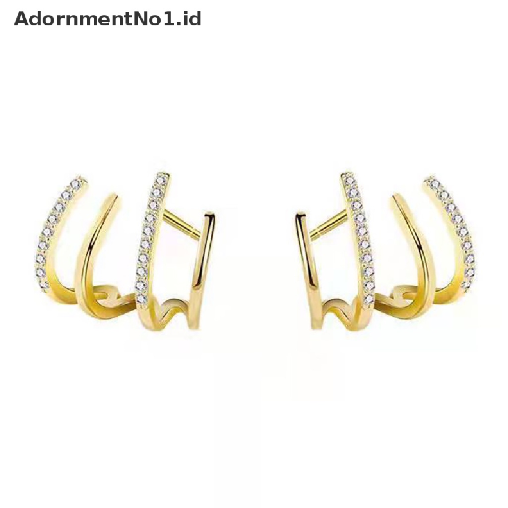 [AdornmentNo1] Korea Earing Claw Ear Hook Klip Anting Untuk Wanita Cabang Empat Setg Warna Emas Anting Telinga Perhiasan Fashion Hadiah Tahun Baru [ID]