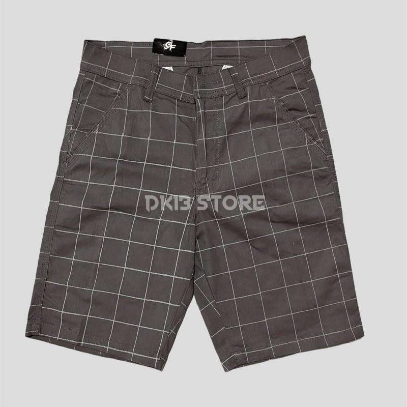 AFAREEN - Celana Chino Pendek Pria Motif Kotak-Kotak Celana Tartan Pendek Motif Kotak