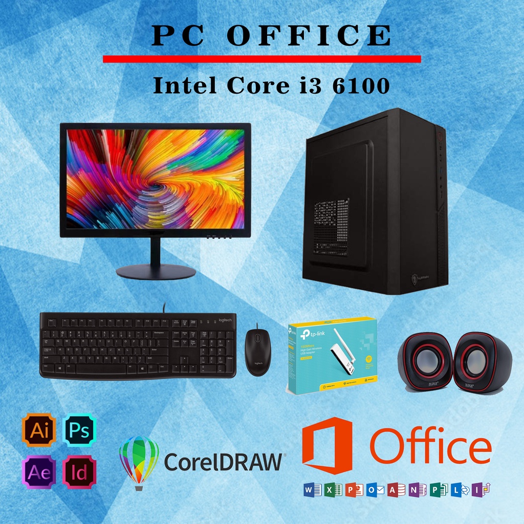 PC Office Admin i3 6100 8Gb Ddr4 Siap pakai include monitor