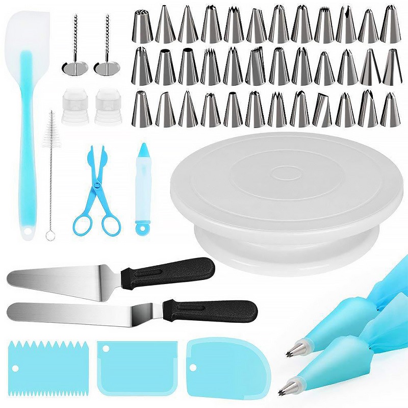 Meja Putar Kue 52in1 SET Cake Decorating Set Dekorasi Kue Super Complete Meja Spuit Perata Kantong Meja Putar Kue