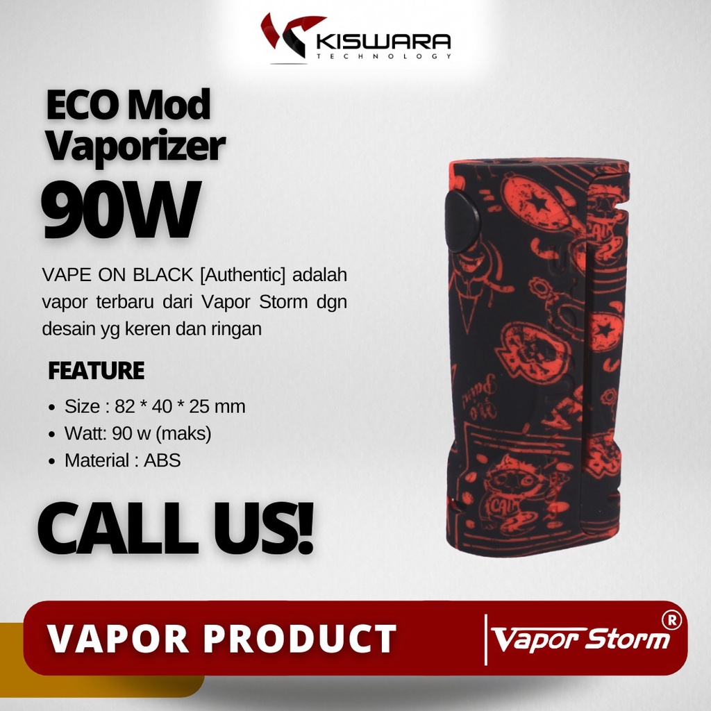 Vapor Storm ECO Mod 90W - VAPE ON BLACK [Authentic] KiswaraBandung