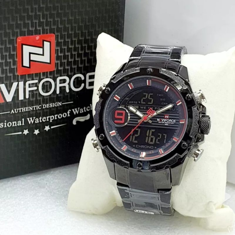 jam tangan pria double time naviforce rantai