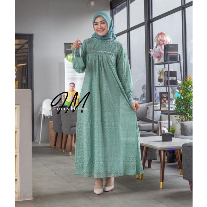 Permata Olshop / Kebaya Gamis Sahira FM / Gamis Brukat Pesta Jumbo Ld 130 / Gamis Modern /  Gamis Kebaya Mewah