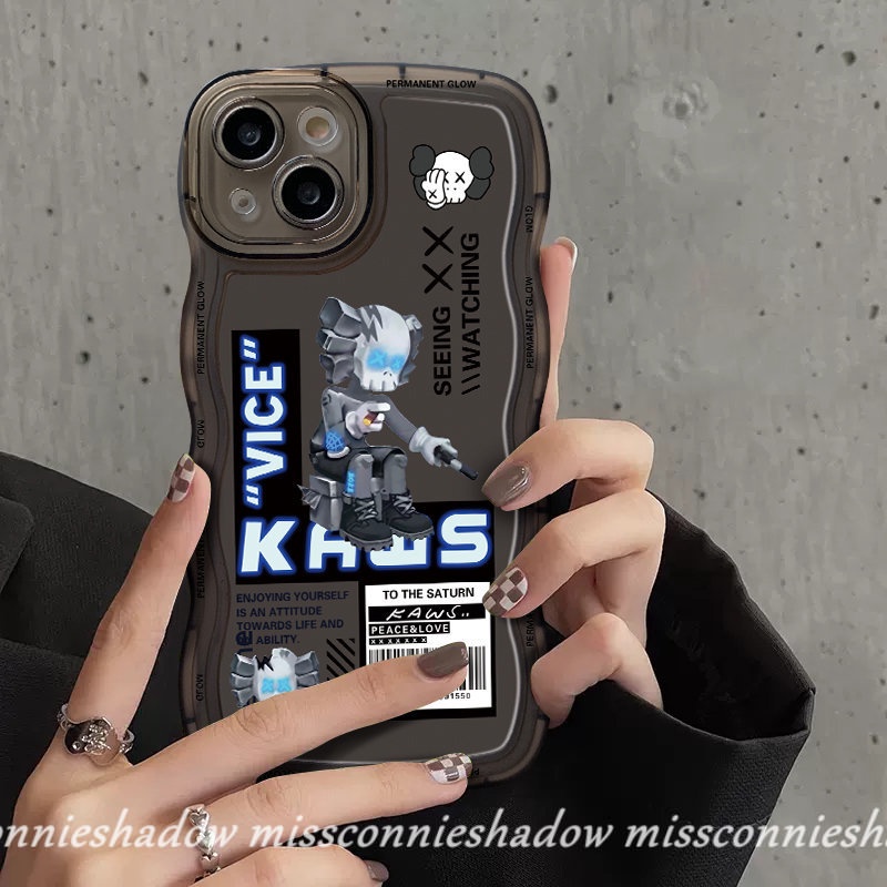 Case Kompatibel Untuk IPhone 7Plus 8Plus 11xr 6 6s 87 Plus 12 14 13 Pro Max 11Pro Max X XS Max14 Plus SE 2020 Kartun Fashion Violent Bear Kaws Wavy Edge Soft TPU Phone Case