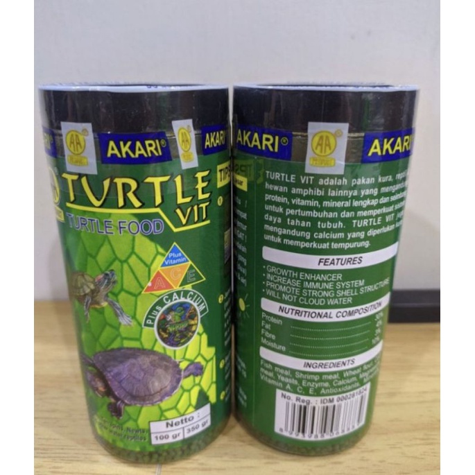 Akari Turtle 100g Pakan Kura Kura Brazil Res Reptil Air Hi Grow Damer Ambon CST AST