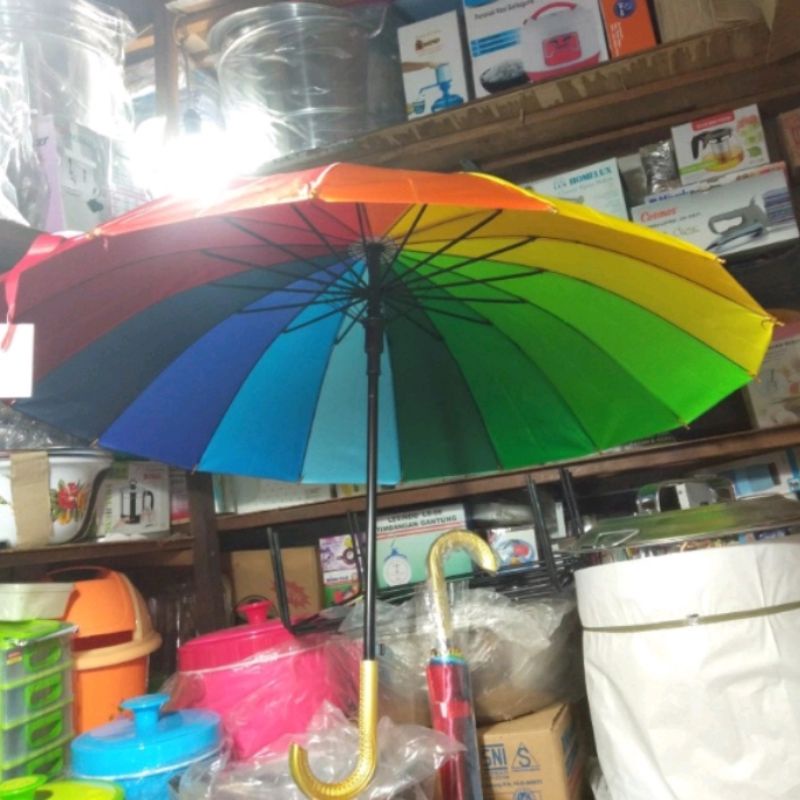 PAYUNG JUMBO BESAR MOTIF PELANGI/ PAYUNG BESAR WARNA RAINBOW