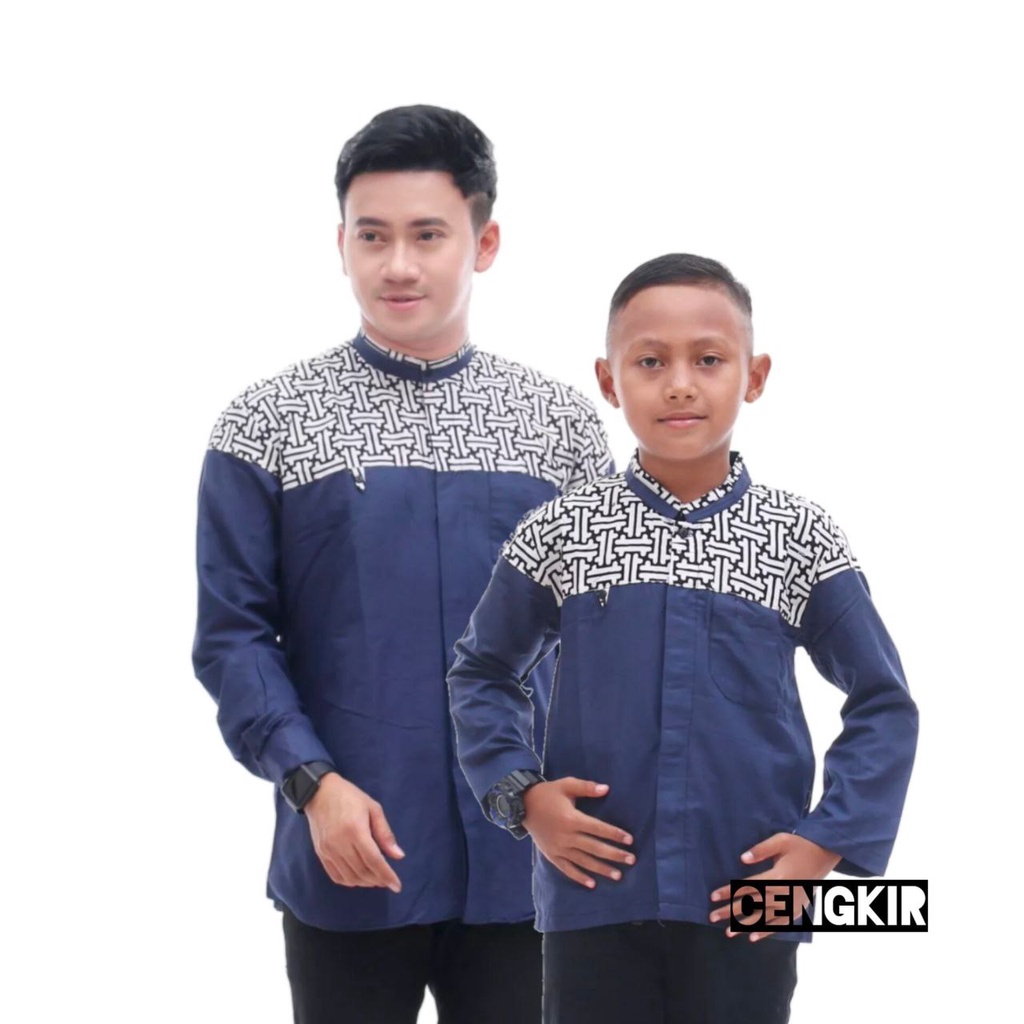 Baju Muslim Couple Koko Dewasa dan Anak Laki Laki Lengan Panjang Bahan Katun