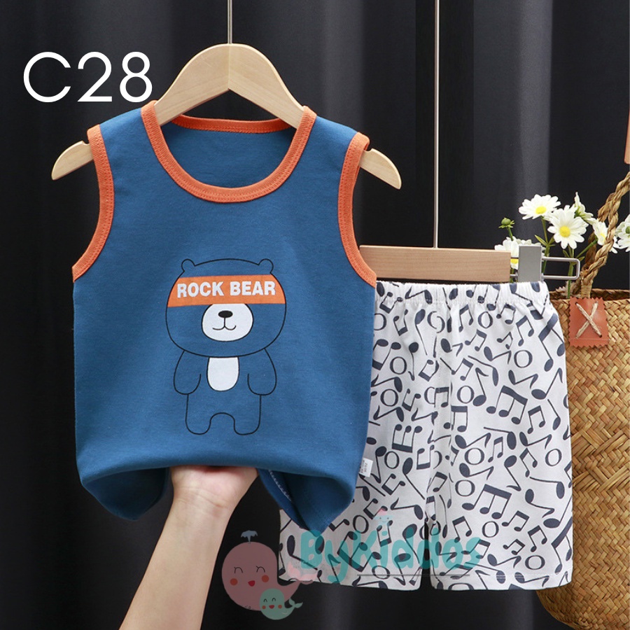 ByKiddos - Setelan Anak Import Kaos Anak Kutung Tanpa Lengan Lucu / Setelan Bayi Tanpa Lengan / Setelan Bayi Tanpa Lengan Import