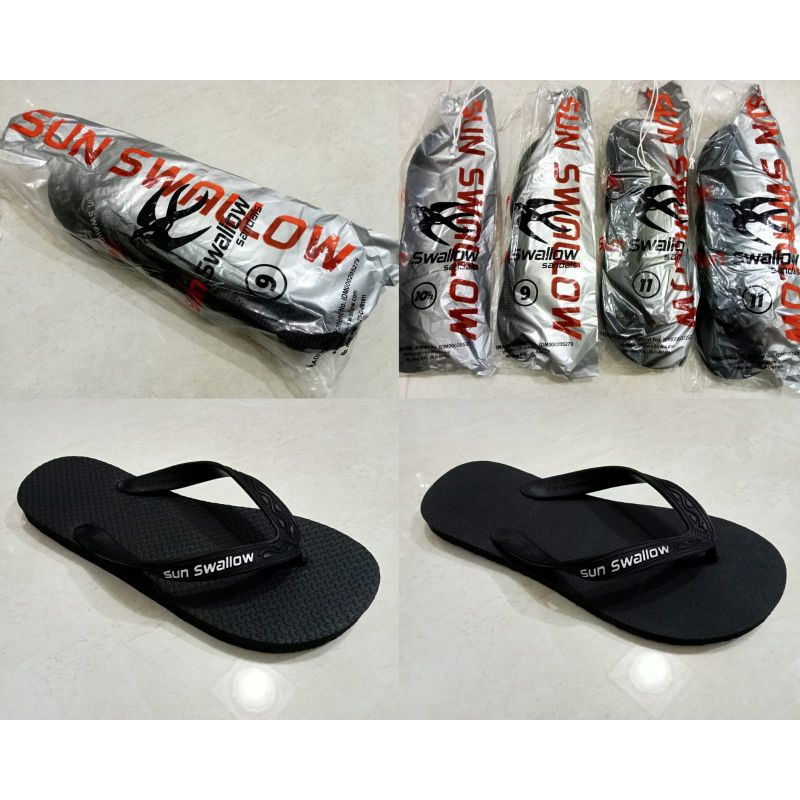Sandal Jepit Sun Swallow Full Black size 9 9,5 10 10,5 11 12