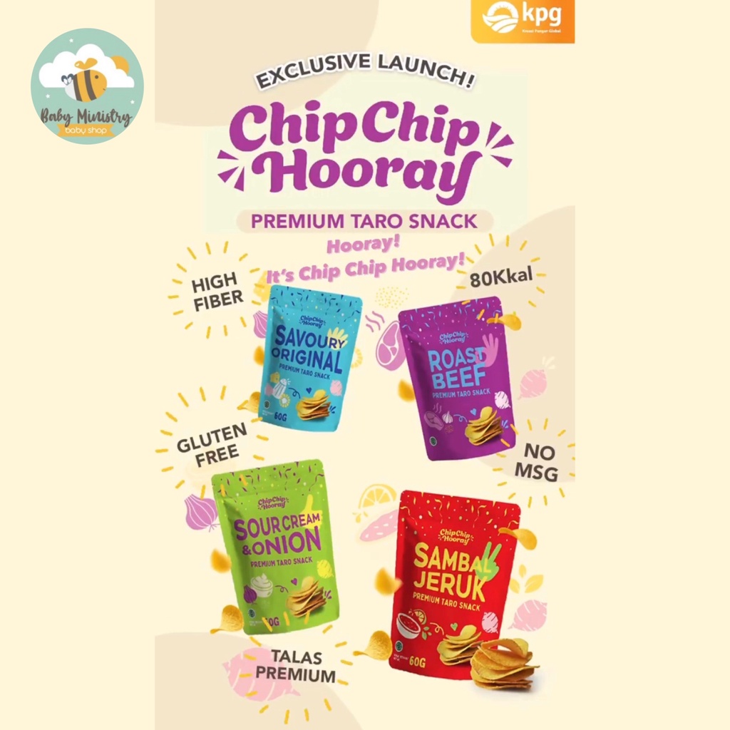 Chip Chip Hooray (75g) Premium Taro Snack / keripik sehat / snack ringan / keripik talas