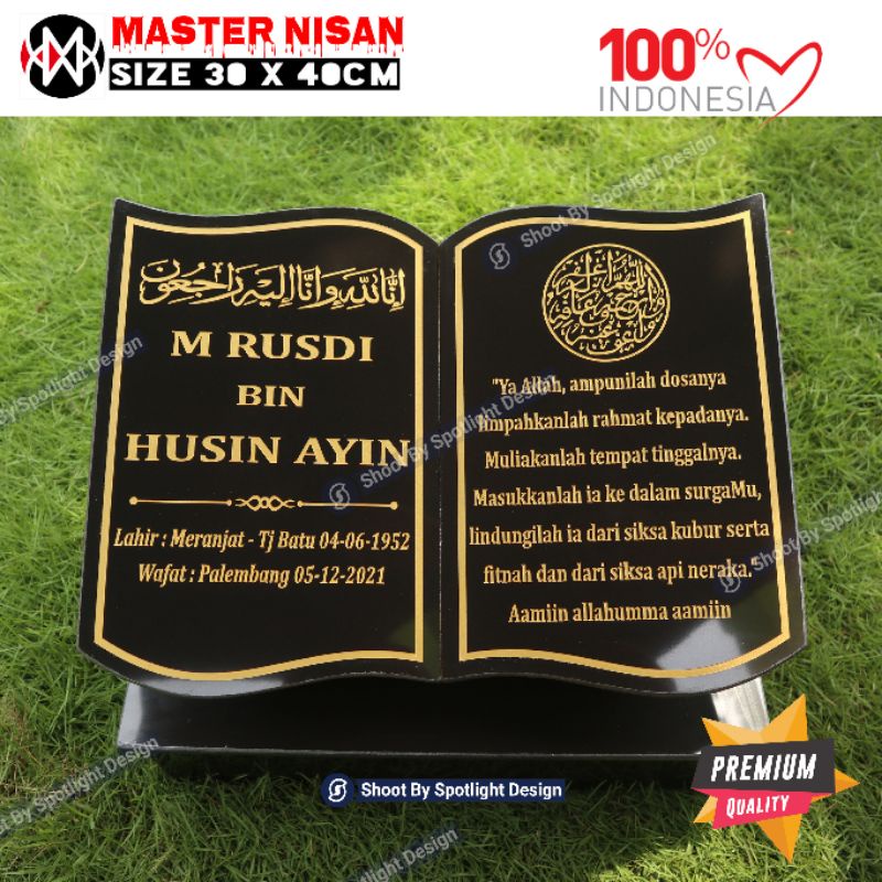 Batu Nisan Makam Bentuk Buku Ukuran Besar Dudukan Granit Termurah
