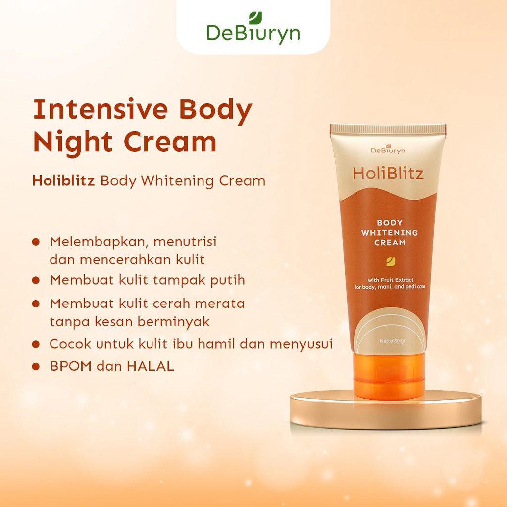 Debiuryn Holiblitz Body Whitening Night Cream 80gr- Krim Malam