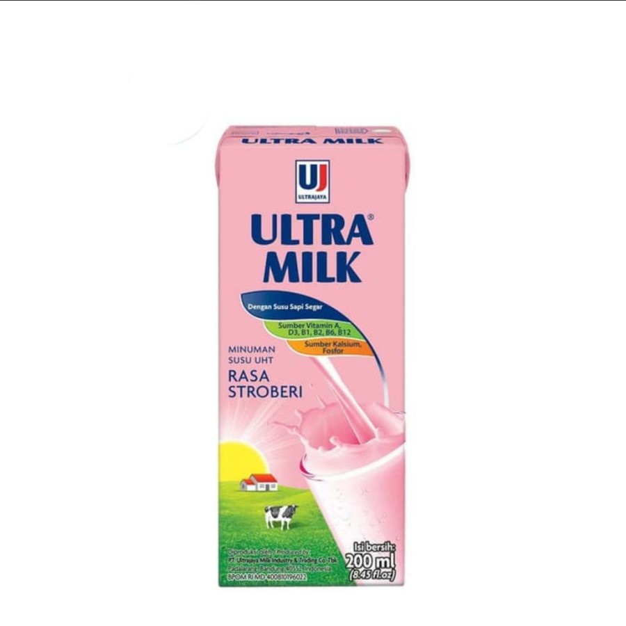 SUSU ULTRA MILK RASA STROBERI 200 ML