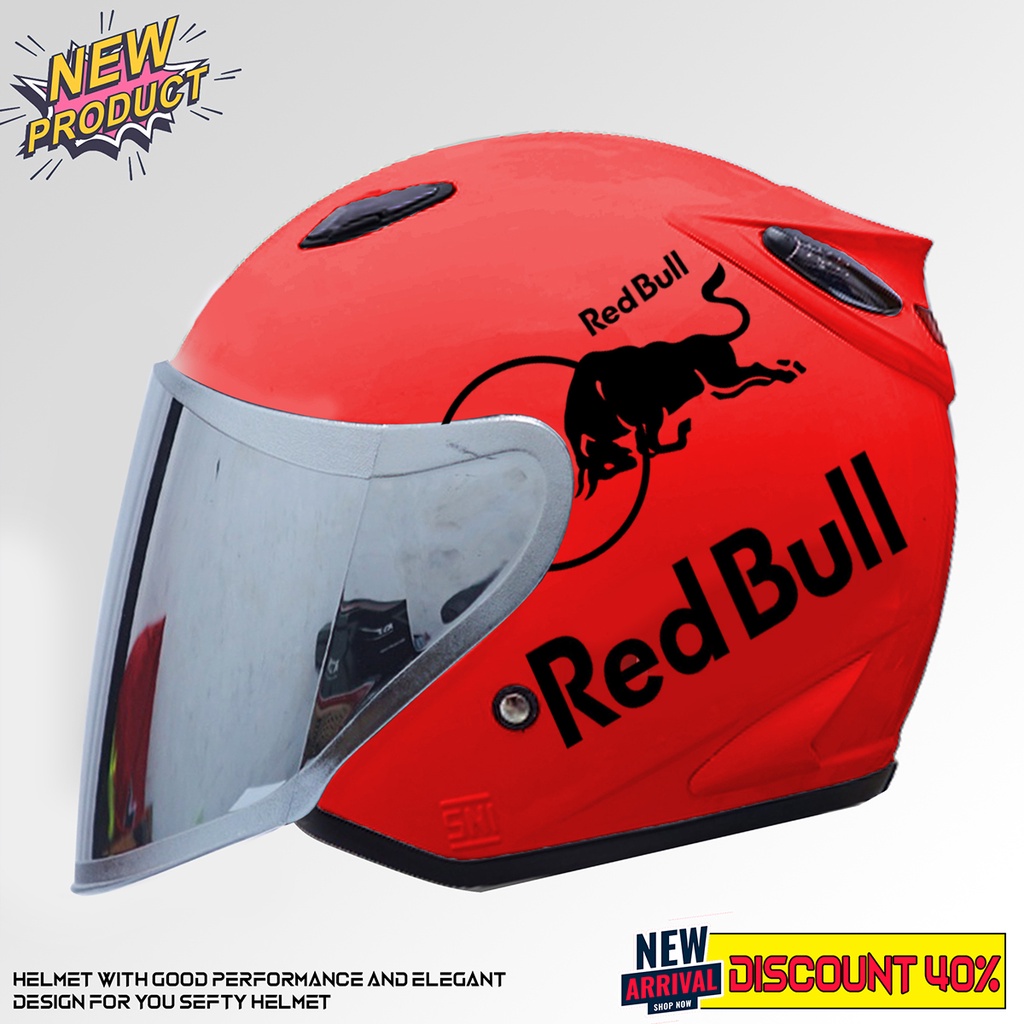 Helm Half Face INK CENTRO Red Bull SNI / Helm Dewasa Untuk Pria Dan Wanita COD