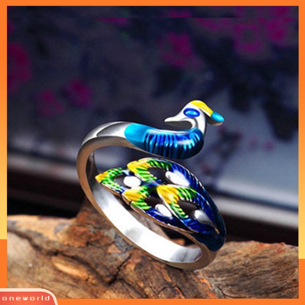 {oneworld} Gelang Wanita Perhiasan Merak Warna-Warni Elegan Electroplating Ring Bangle Untuk Pernikahan