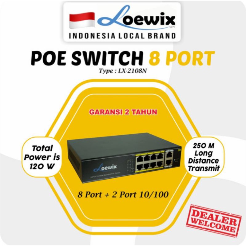 LOEWIX POE SWITCH CCTV 8 PORT +2 PORT 10/100 LX-2108N