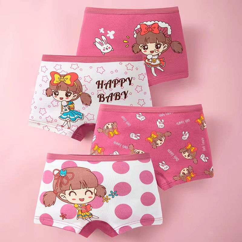 【Happy Baby】2-12 Tahun Celana Dalam Boxer Anak Perempuan Motif Princess 1 SET 4 PCS (4 IN 1) CD020