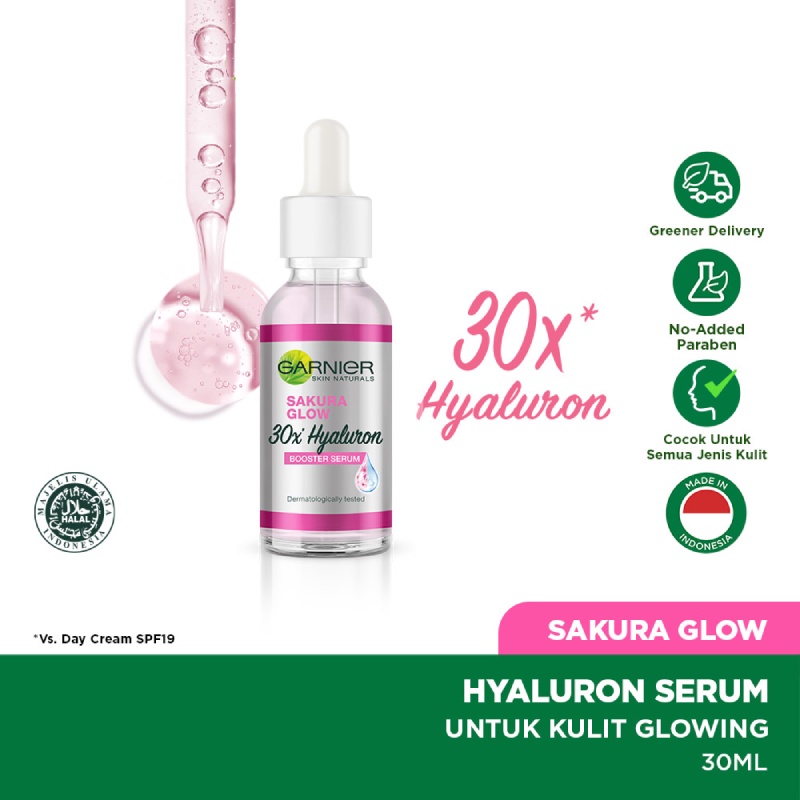 ☘️Yuri Kosmetik☘️ Garnier Sakura Glow Hyaluron 30x Booster Serum Skin Care 30 ml