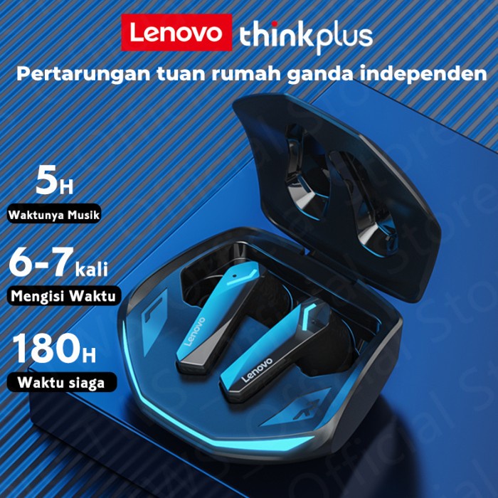 headset bluetooth Lenovo GM2 PRO Wireless Bluetooth Gaming Earphones Headset 5.3 TWS - Hitam(Q6Z1) h