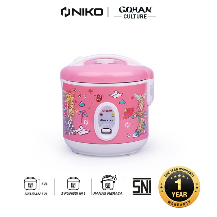 Niko Rice Cooker Kecil 1.2 L / 1.8L Gohan Tropical Penanak Nasi 3in1 Mejikom - Gohan Tropical