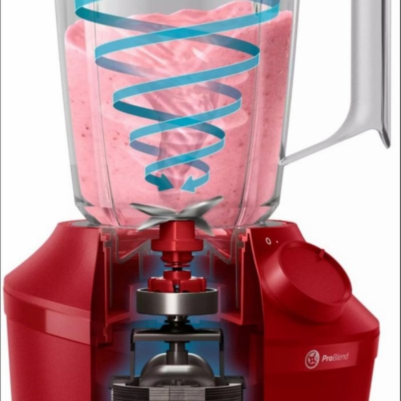 PHILIPS Blender Plastik 1 Liter HR 2042 - Merah/Putih