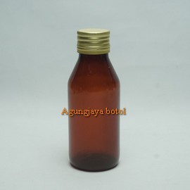 Botol Sirup Obat 100 Ml Coklat Pet Tutup Alu Ulir / Plastik / Botol Tutup Alumunium / Botol Sirup Ob
