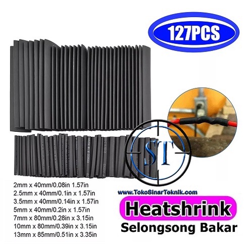 Paket 127 Pcs Selongsong Pelapis Pelindung Kabel Insulasi Heat Shrink Tube Pembungkus Cable