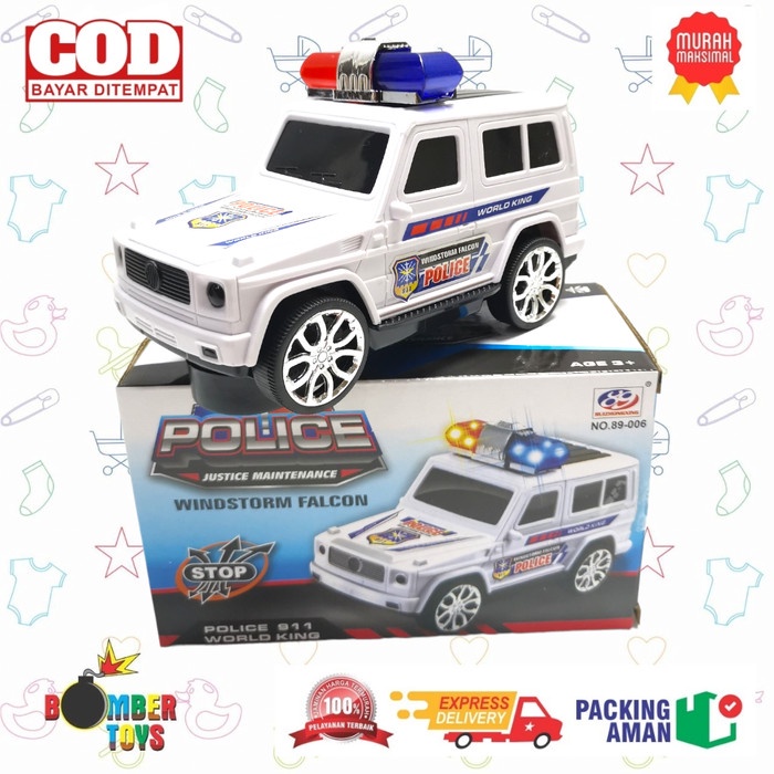 MAINAN ANAK MOBIL POLISI POLICE CAR MUSIK SUARA LAMPU 3D DISKO SNI BO