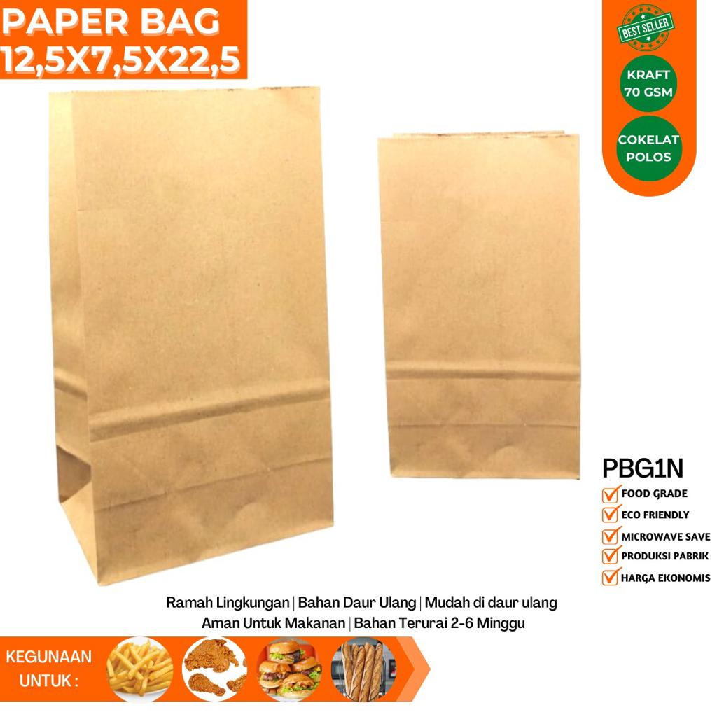 Paper Bag Fried Chicken 12.5X7.5X22.5 (Isi 50 Pcs-PBG1N)