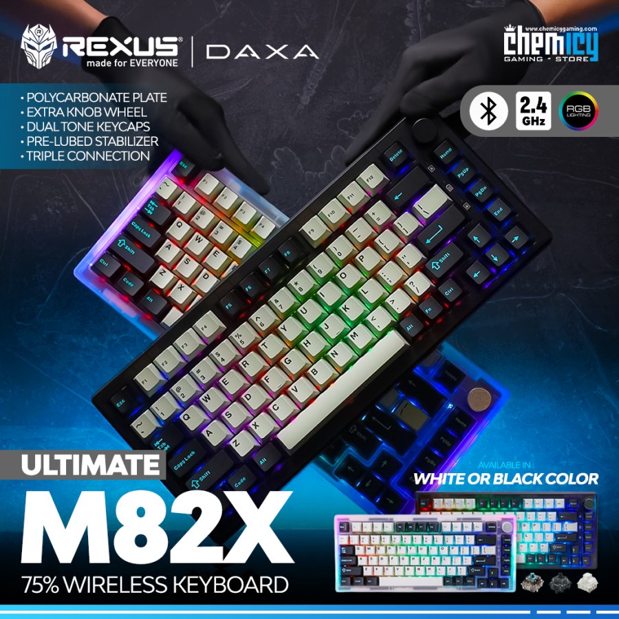 Rexus Daxa M82X Ultimate 75% RGB Wireless Mechanical Gaming Keyboard