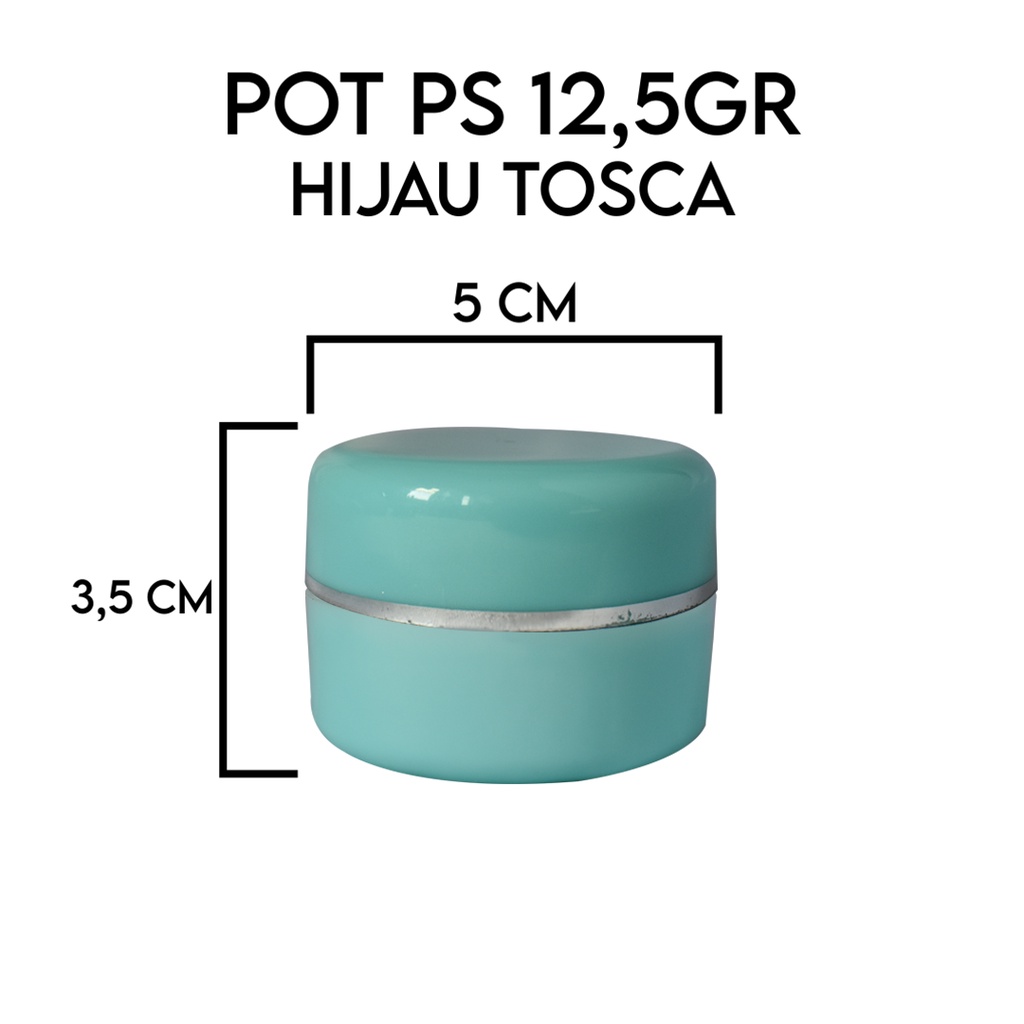 Pot cream 12.5gr hijau tosca list silver bahan PS