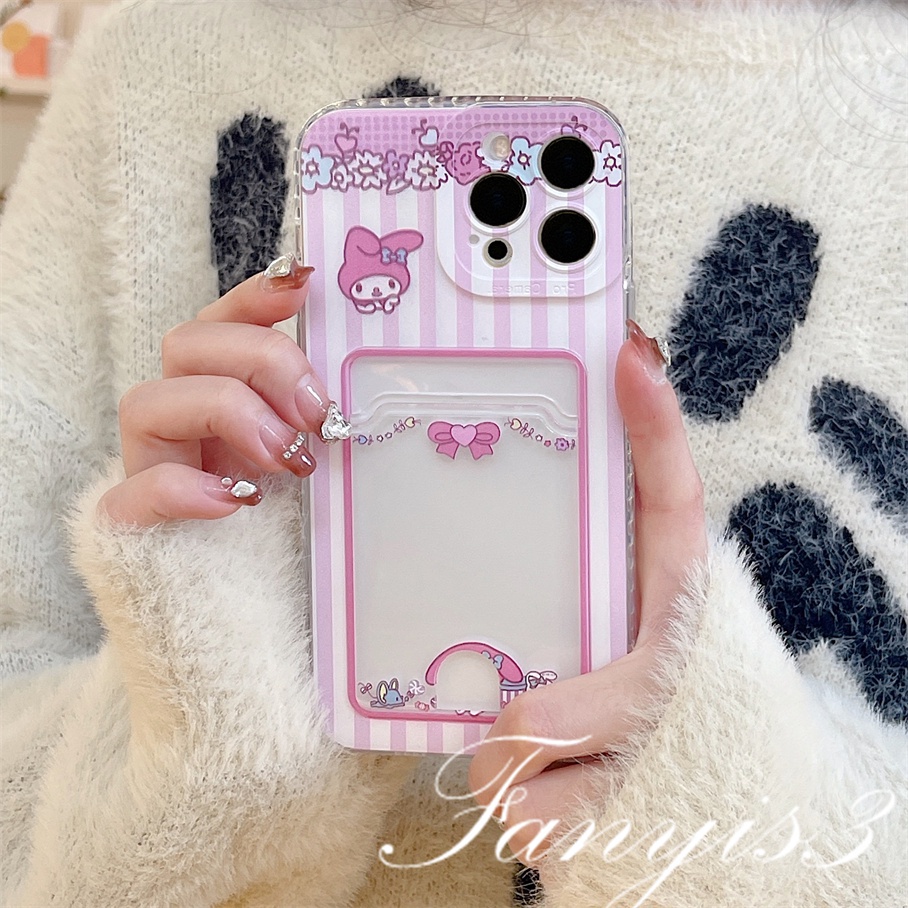 Redmi A1 Plus 10C 10A 10 9A 9C 9 9T Note 11s 10s 9s 11 10 9 8 Pro Poco X3 NFC X3Pro Mi 11 12 Lite 11T Pro Cute Kuromi Sanrio Card Holder Phone Case Clear TPU Soft Cover Pelindung