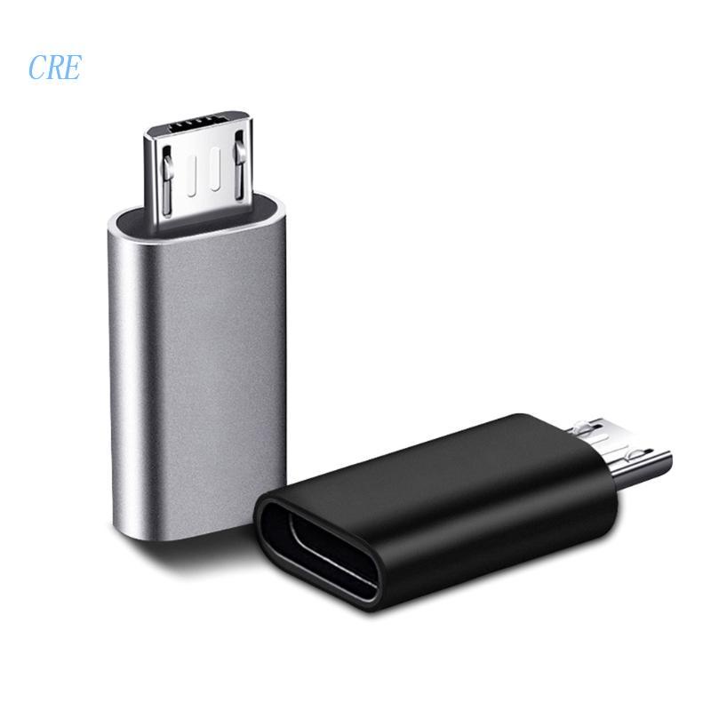 Cre Transmisi Cepat Untuk Adaptor Tipe C Female to Micro Male Black/Silver Metal