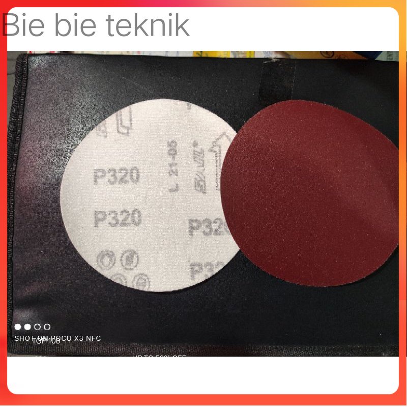 amplas bulat 5in #320/amplas tempel 5" velcro tanpa lubang grit 320 . Bie bie Teknik